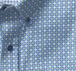 Apparel Blue/Green Diamond Circle XB6RX432 Johnston & Murphy Unisex Textured Cotton Short-Sleeve Shirt - Image 2