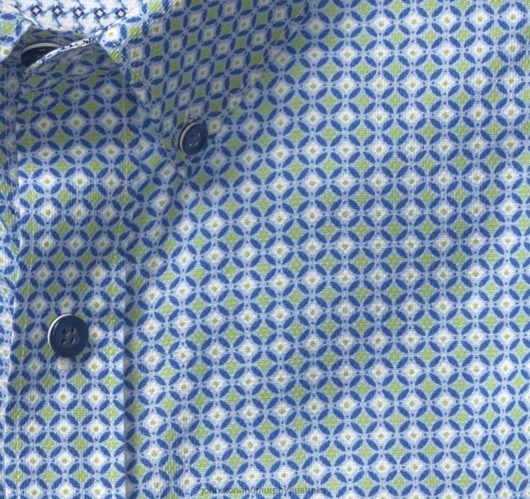 Apparel Blue/Green Diamond Circle XB6RX432 Johnston & Murphy Unisex Textured Cotton Short-Sleeve Shirt - Image 2