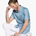 Apparel Blue/Green Diamond Circle XB6RX432 Johnston & Murphy Unisex Textured Cotton Short-Sleeve Shirt