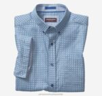 Apparel Blue/Green Diamond Circle XB6RX432 Johnston & Murphy Unisex Textured Cotton Short-Sleeve Shirt - Image 4
