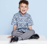 Apparel Blue Hidden Shark XB6RX1402 Johnston & Murphy Boy Boys Short-Sleeve Printed Shirt - Image 4