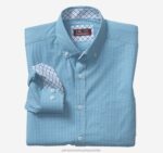 Apparel Blue/Light Blue Gingham XB6RX581 Johnston & Murphy Men XC4 Long-Sleeve Stretch-Woven Shirt