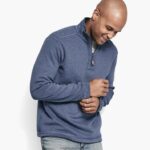 Apparel Blue/Light Gray XB6RX833 Johnston & Murphy Men Reversible Solid Quarter-Zip