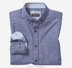 Apparel Blue Micro Check XB6RX678 Johnston & Murphy Men Long-Sleeve Twill Checked Shirt