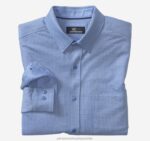 Apparel Blue Micro Grid XB6RX687 Johnston & Murphy Men XC Flex Stretch Long-Sleeve Shirt