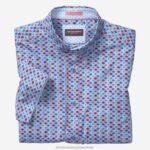 Apparel Blue Multi Fish XB6RX895 Johnston & Murphy Men Printed Cotton Short-Sleeve Shirt