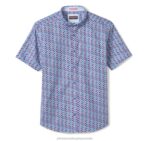 Apparel Blue Multi Fish XB6RX895 Johnston & Murphy Men Printed Cotton Short-Sleeve Shirt - Image 3