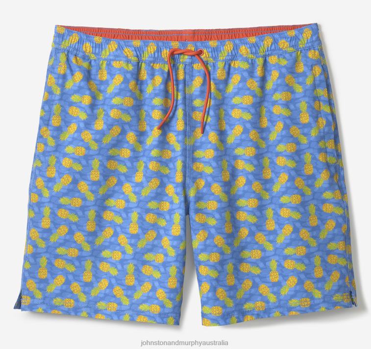 Apparel Blue Multi Pineapple Print XB6RX841 Johnston & Murphy Men Swim Shorts - Image 3