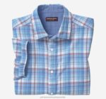 Apparel Blue Multi Plaid XB6RX754 Johnston & Murphy Unisex Double-Layer Short-Sleeve Shirt