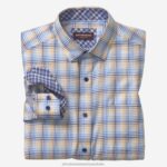 Apparel Blue/Orange Shadow Check XB6RX728 Johnston & Murphy Men Long-Sleeve Dress Shirt