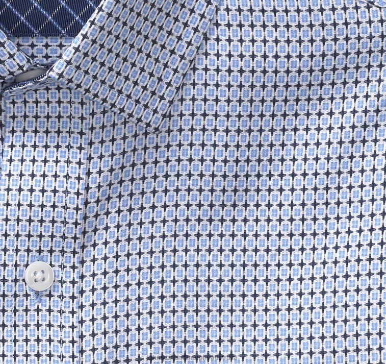 Apparel Blue Outlined Squares XB6RX785 Johnston & Murphy Men Long-Sleeve Dress Shirt - Image 2