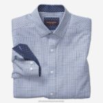Apparel Blue Outlined Squares XB6RX785 Johnston & Murphy Men Long-Sleeve Dress Shirt