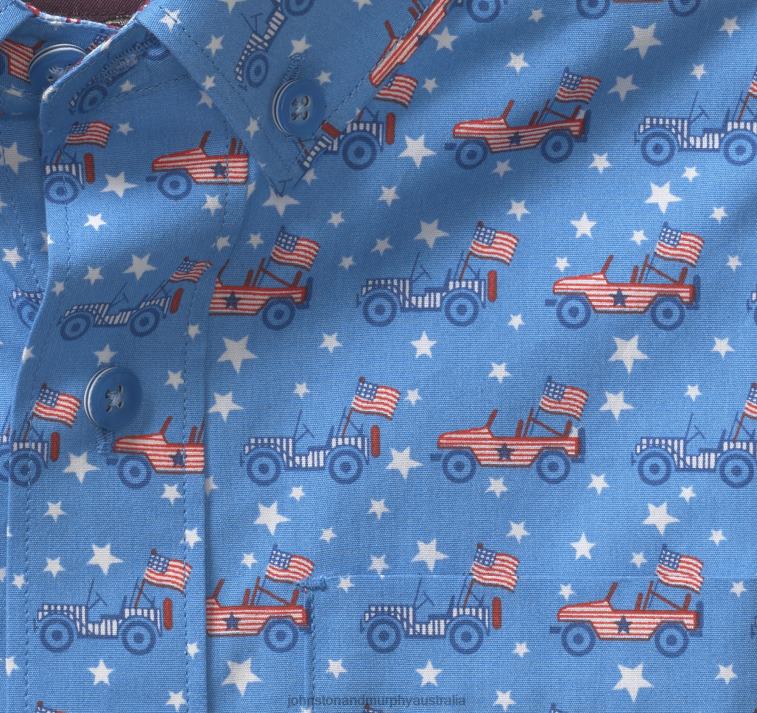 Apparel Blue Patriotic Car XB6RX1419 Johnston & Murphy Boy Boys Short-Sleeve Printed Shirt - Image 2