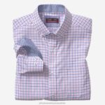 Apparel Blue/Pink Tattersall Check XB6RX580 Johnston & Murphy Men XC4 Long-Sleeve Stretch-Woven Shirt