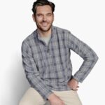 Apparel Blue Plaid XB6RX806 Johnston & Murphy Men Printed Fleece Quarter-Zip