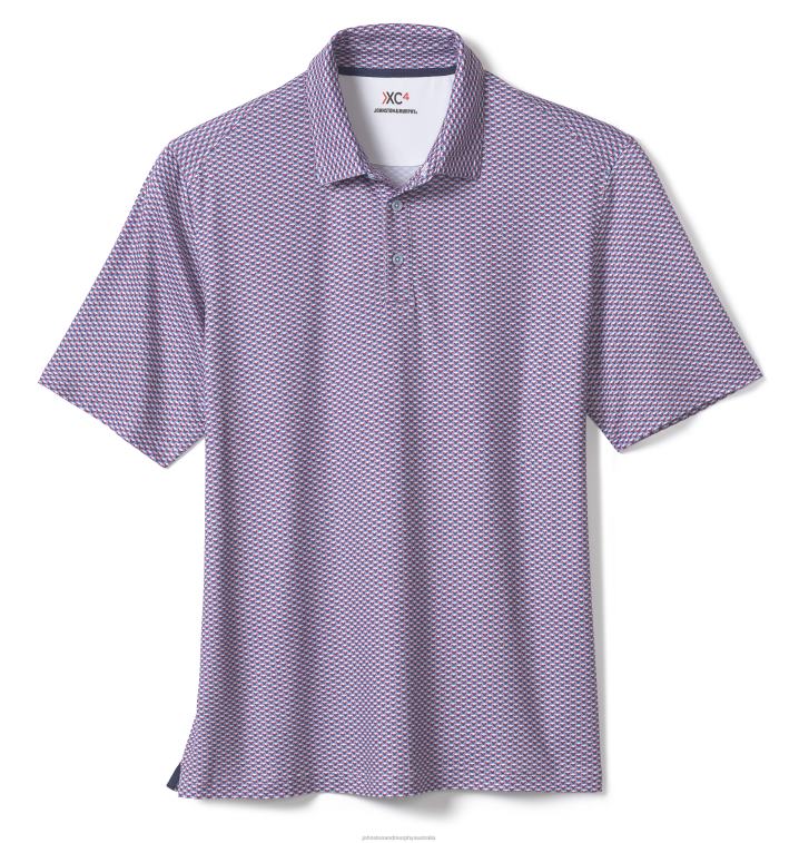 Apparel Blue/Red Four Points XB6RX554 Johnston & Murphy Men XC4 Print Performance Polo - Image 3