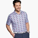 Apparel Blue/Red Shark XB6RX597 Johnston & Murphy Men XC4 Print Performance Polo