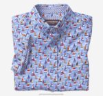 Apparel Blue Sailboat XB6RX1407 Johnston & Murphy Boy Boys Short-Sleeve Printed Shirt