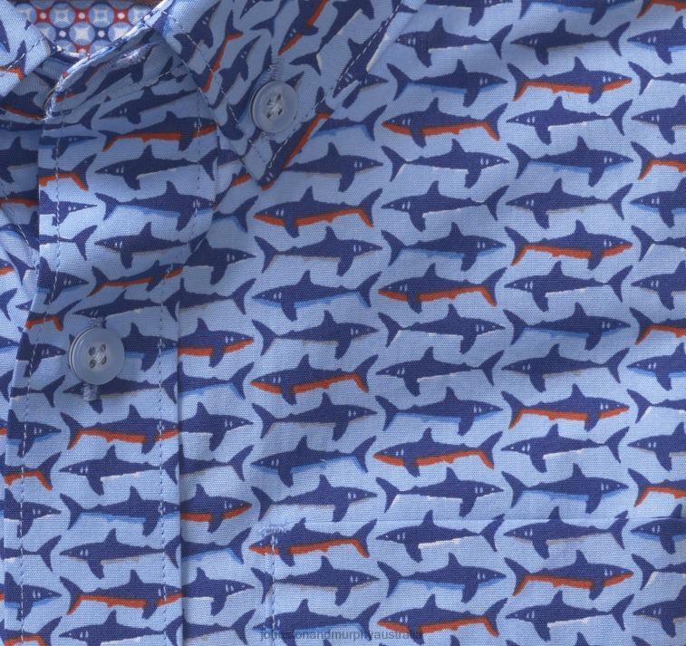Apparel Blue Shark XB6RX1423 Johnston & Murphy Boy Boys Short-Sleeve Printed Shirt - Image 2