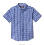 Apparel Blue Shark XB6RX1423 Johnston & Murphy Boy Boys Short-Sleeve Printed Shirt - Image 3
