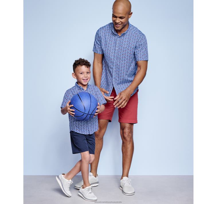 Apparel Blue Shark XB6RX1423 Johnston & Murphy Boy Boys Short-Sleeve Printed Shirt - Image 5