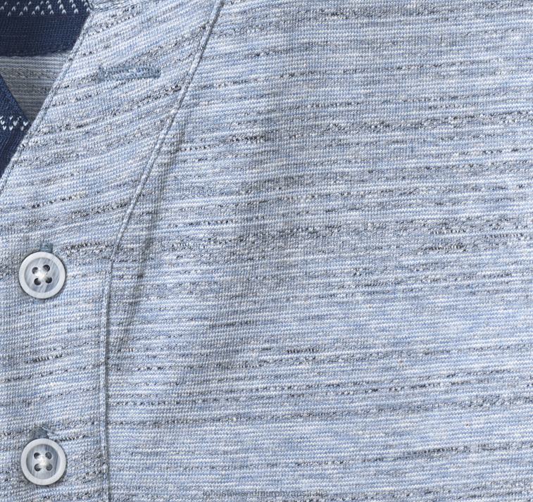 Apparel Blue Slub XB6RX537 Johnston & Murphy Men Short-Sleeve Henley - Image 2