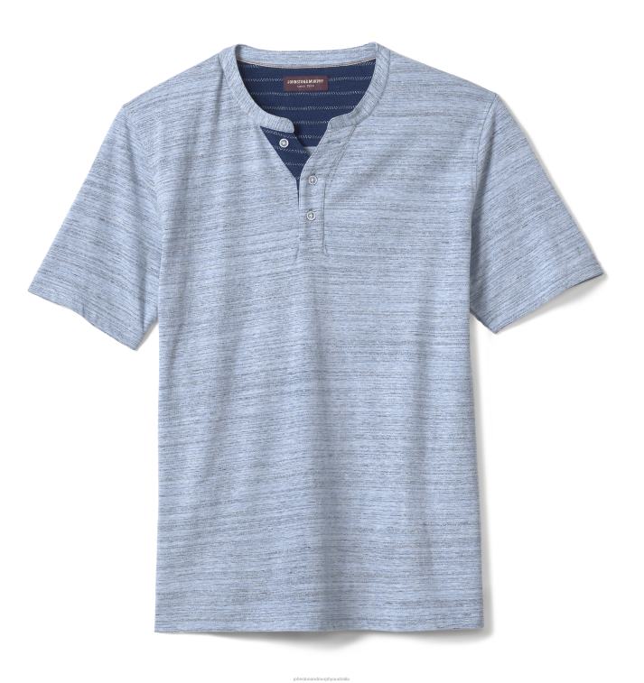 Apparel Blue Slub XB6RX537 Johnston & Murphy Men Short-Sleeve Henley - Image 3