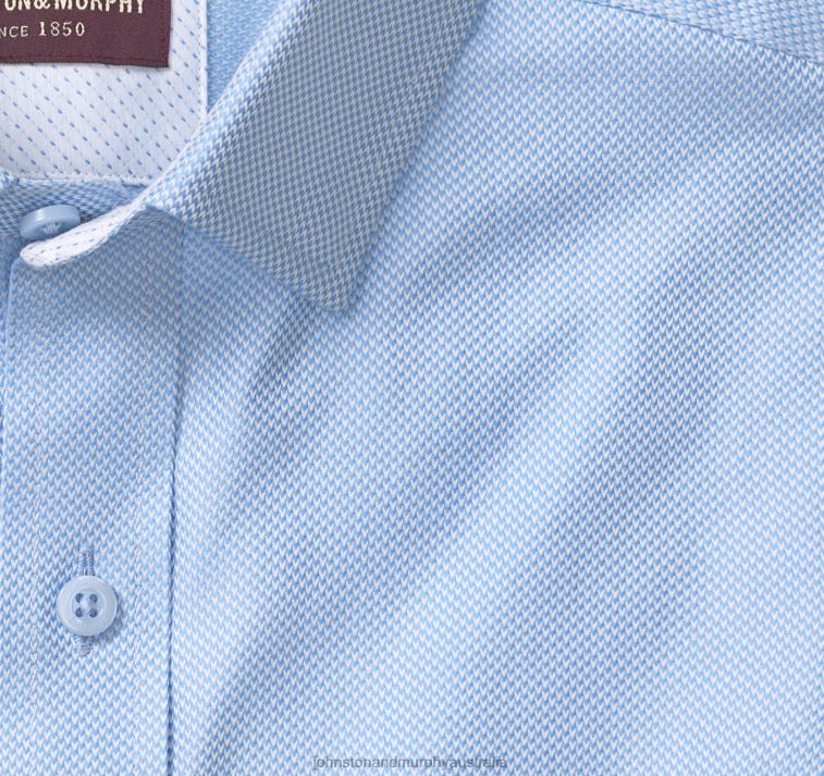 Apparel Blue Solid Birdseye XB6RX589 Johnston & Murphy Men Long-Sleeve Dress Shirt - Image 2
