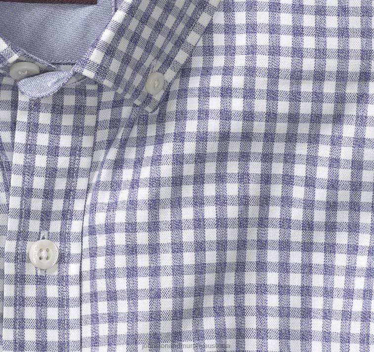 Apparel Blue Tonal Gingham XB6RX784 Johnston & Murphy Men Recycled Long-Sleeve Shirt - Image 2