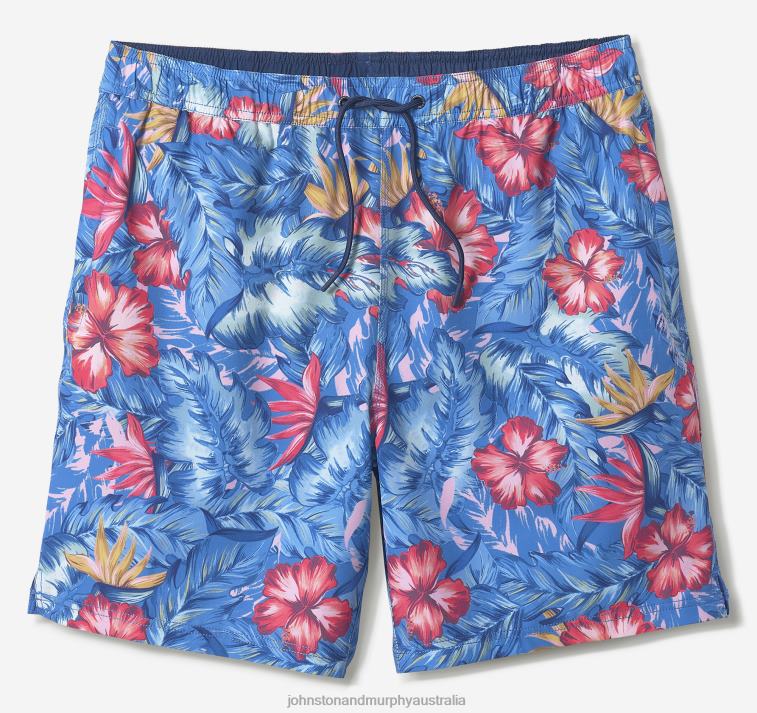Apparel Blue Tropical Floral Print XB6RX626 Johnston & Murphy Men Swim Shorts - Image 3