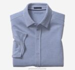 Apparel Blue XB6RX528 Johnston & Murphy Men Vintage Birdseye Button-Front Shirt