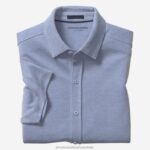 Apparel Blue XB6RX528 Johnston & Murphy Men Vintage Birdseye Button-Front Shirt