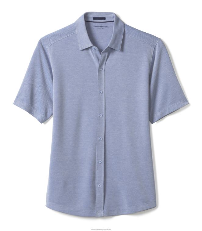 Apparel Blue XB6RX528 Johnston & Murphy Men Vintage Birdseye Button-Front Shirt - Image 3