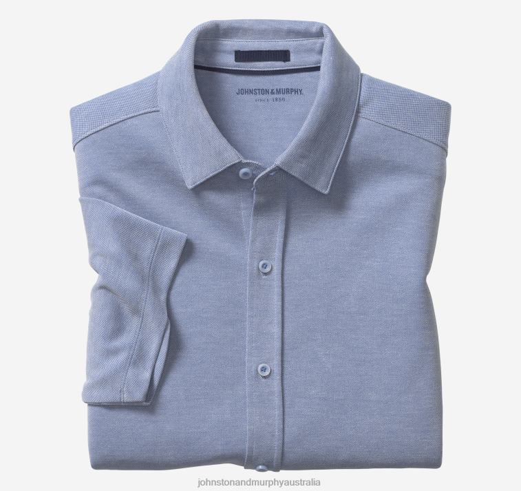apparel_blue_xb6rx528_johnston_murphy_men_vintage_birdseye_button_front_shirt.jpg Apparel Blue XB6RX528 Johnston & Murphy Men Vintage Birdseye Button-Front Shirt - Image 1