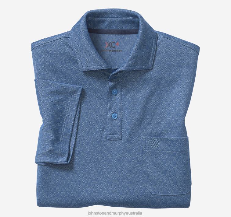 apparel_blue_zigzag_diamond_xb6rx635_johnston_murphy_men_xc4_jacquard_polo.jpg Apparel Blue Zigzag Diamond XB6RX635 Johnston & Murphy Men XC4 Jacquard Polo - Image 1
