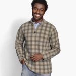 Apparel Brown/Blue Plaid XB6RX808 Johnston & Murphy Men Printed Fleece Quarter-Zip