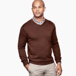 Apparel Brown Melange XB6RX717 Johnston & Murphy Unisex V-Neck Sweater