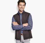 Apparel Brown/Navy XB6RX738 Johnston & Murphy Men Reversible Solid Vest - Image 2