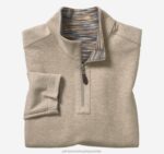 Apparel Brown/Oatmeal XB6RX745 Johnston & Murphy Men Reversible Space-Dyed Quarter-Zip - Image 2