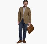 Apparel Brown XB6RX621 Johnston & Murphy Men Washed Cotton Blazer - Image 2