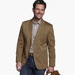 Apparel Brown XB6RX621 Johnston & Murphy Men Washed Cotton Blazer