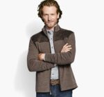 Apparel Brown XB6RX888 Johnston & Murphy Men Quilted-Yoke Full-Zip