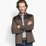 Apparel Brown XB6RX888 Johnston & Murphy Men Quilted-Yoke Full-Zip