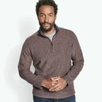 Apparel Brown XB6RX890 Johnston & Murphy Men Waffle Quarter Zip