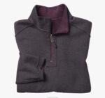 Apparel Burgundy/Charcoal XB6RX755 Johnston & Murphy Men Reversible Solid Quarter-Zip - Image 2