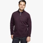 Apparel Burgundy/Charcoal XB6RX755 Johnston & Murphy Men Reversible Solid Quarter-Zip