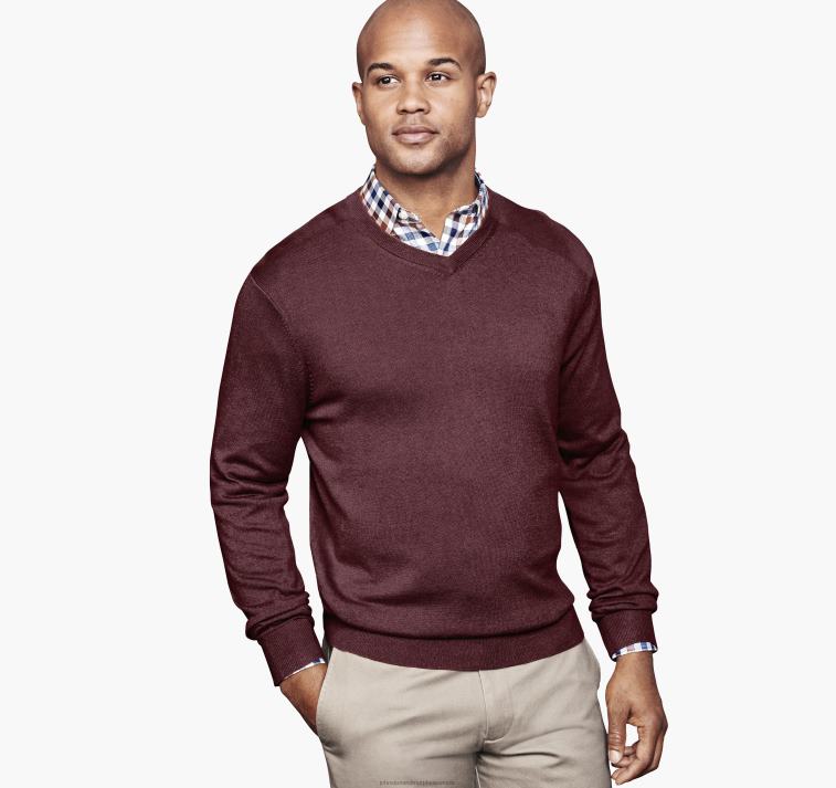 apparel_burgundy_xb6rx718_johnston_murphy_unisex_v_neck_sweater.jpg Apparel Burgundy XB6RX718 Johnston & Murphy Unisex V-Neck Sweater - Image 1