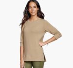 Apparel Camel XB6RX1305 Johnston & Murphy Women Side-Slit Pullover