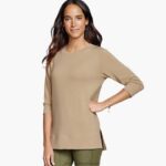 Apparel Camel XB6RX1305 Johnston & Murphy Women Side-Slit Pullover