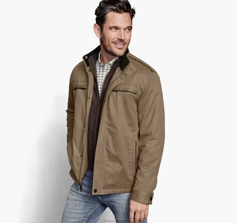 apparel_camel_xb6rx707_johnston_murphy_men_antique_cotton_jacket.jpg Apparel Camel XB6RX707 Johnston & Murphy Men Antique Cotton Jacket - Image 1